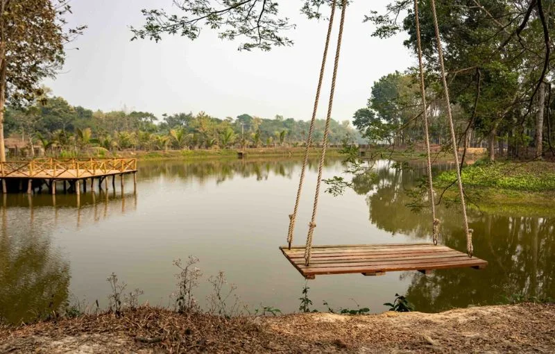 Rope swing beside the lake at Matir Maya Eco Resort, Sreepur, Gazipur